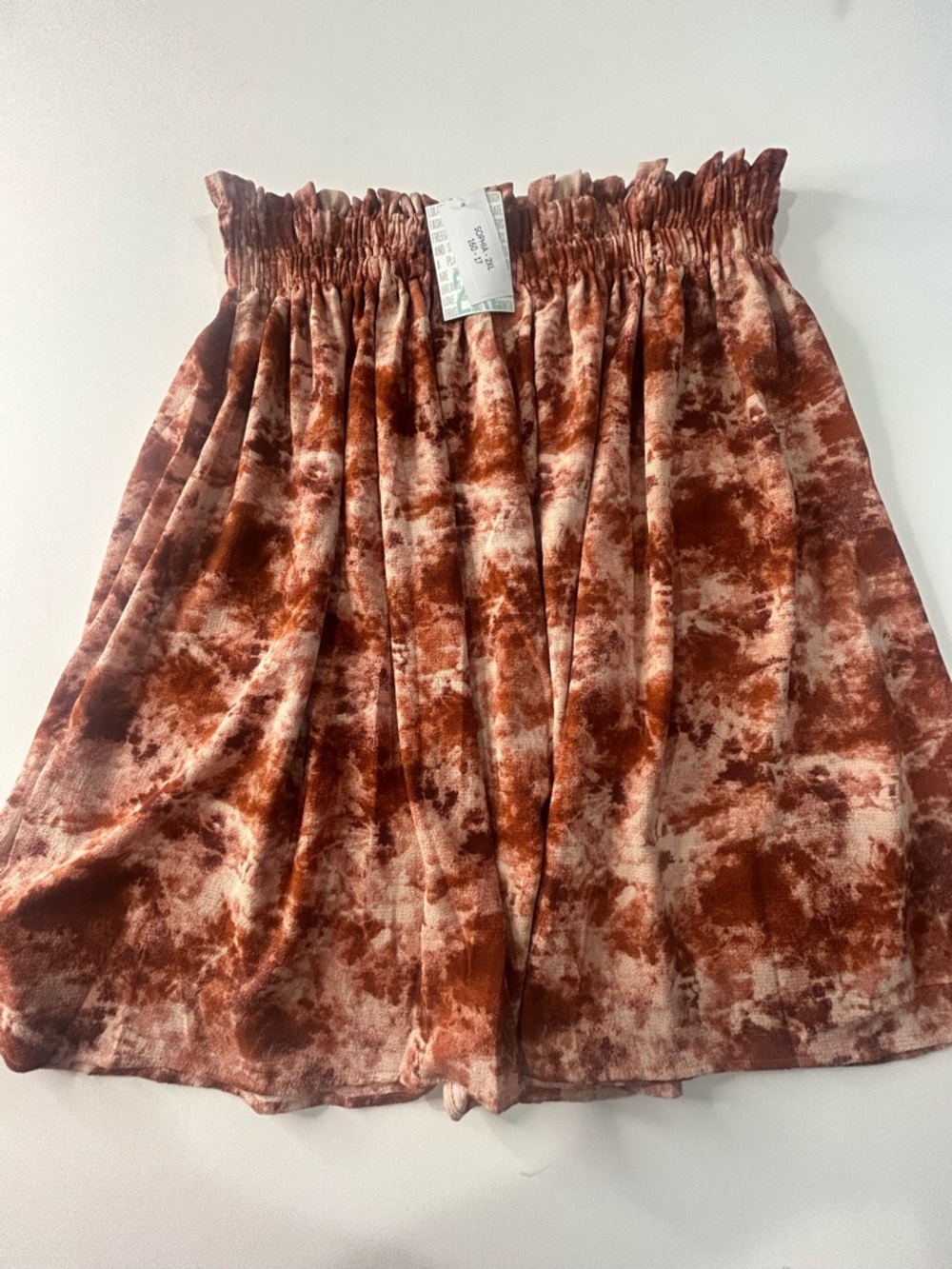 NWT LuLaRoe 2XL Sophia Tie-Dye Rust & Cream Elastic Waist Skirt